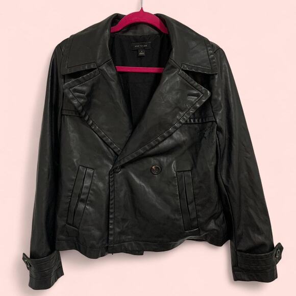 Ann Taylor Black Leather Jacket Size Medium - Picture 1 of 6